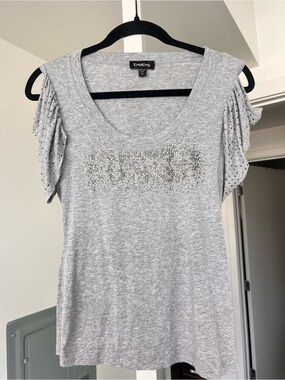 Vintage Y2K bebe Gray Embellished Scoop Neck Women's Top Sz xs/s